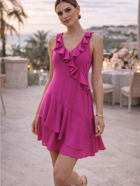 Lauren Ralph Lauren Ruffle loose sexy Dress – Hot Pink – Petite 2